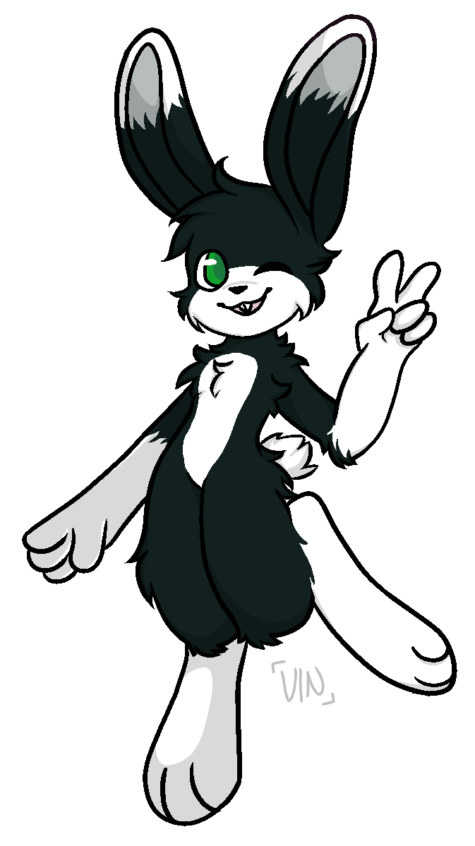 Gift art of Jabbit posing with a peace hand sign, by my friend Vin.