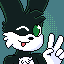 64x64 (scaled up) avatar of my OC, Jabbit.