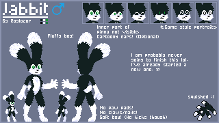 Unfinished ref sheet for my OC, Jabbit.